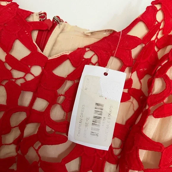 NWT Birdseye Red Lace Overlay Dress - Picture 4 of 6